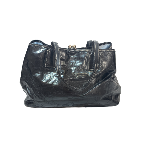 Coach Black Leather Monogram Shoulder Bag | Pre Loved |