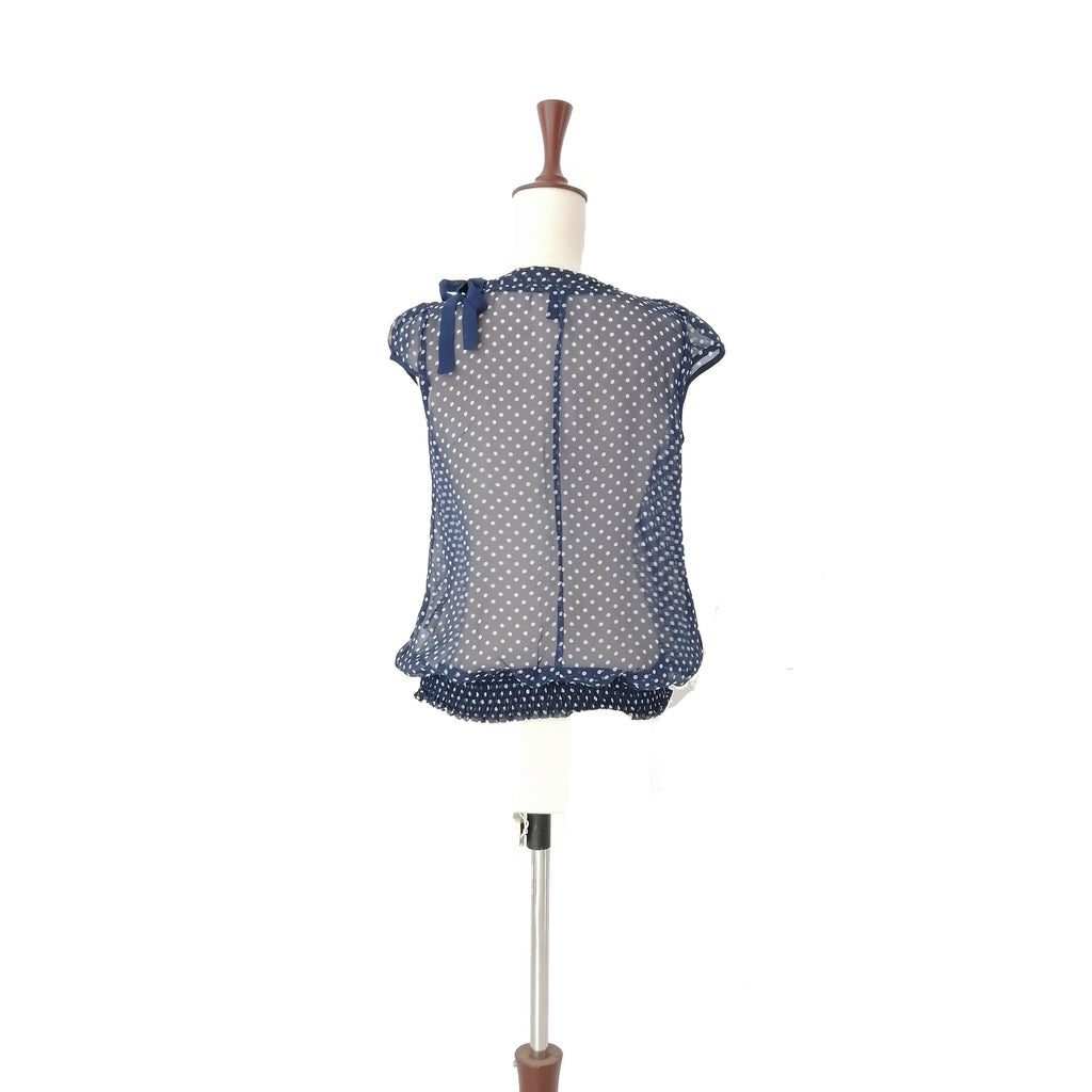 R&B Polka Dot Navy Sleeveless Top | Gently Used |