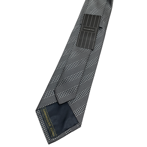 Ermenegildo Zegna Grey Printed Silk Tie | Brand New |