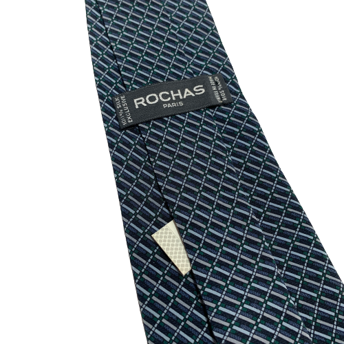 Rochas Blue & Grey Blue Men's Silk Tie | Brand New |