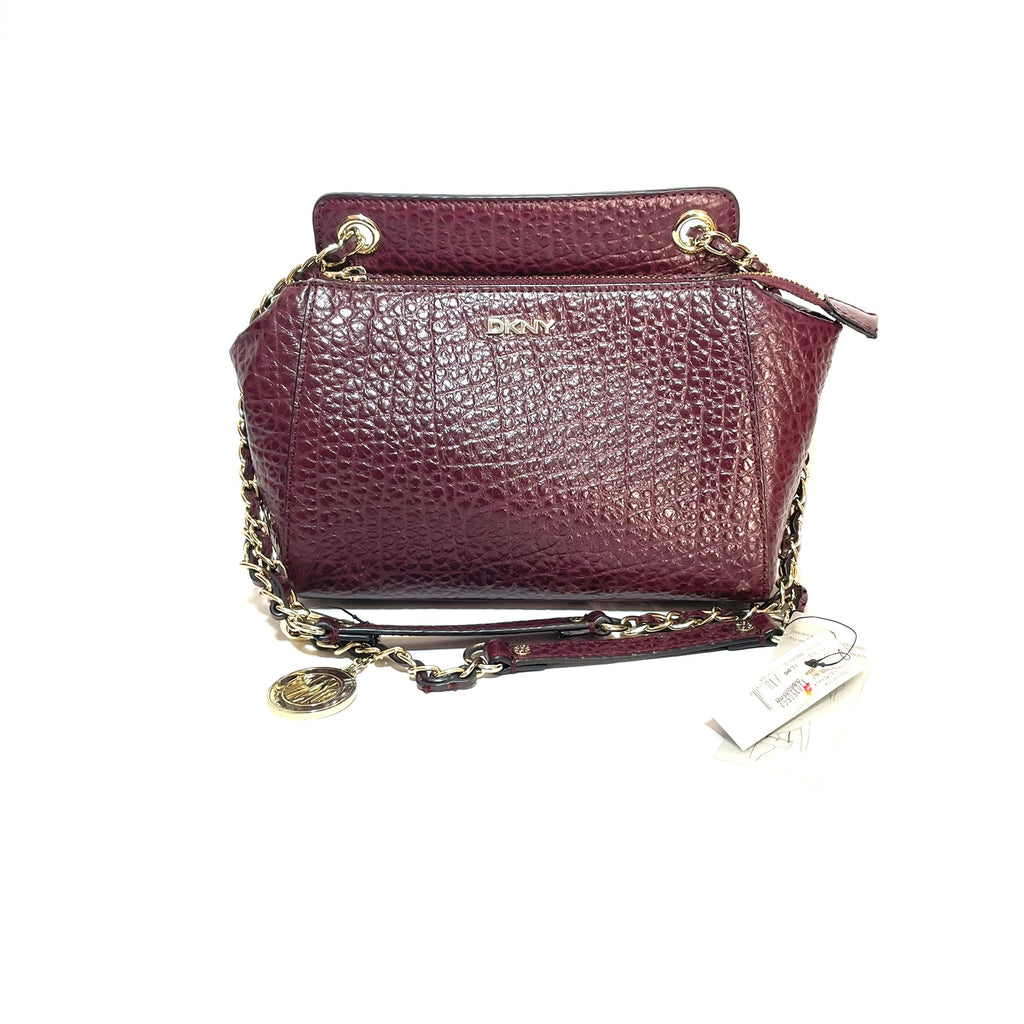 DKNY Oxblood Pebbled Leather Shoulder Bag | Brand New |