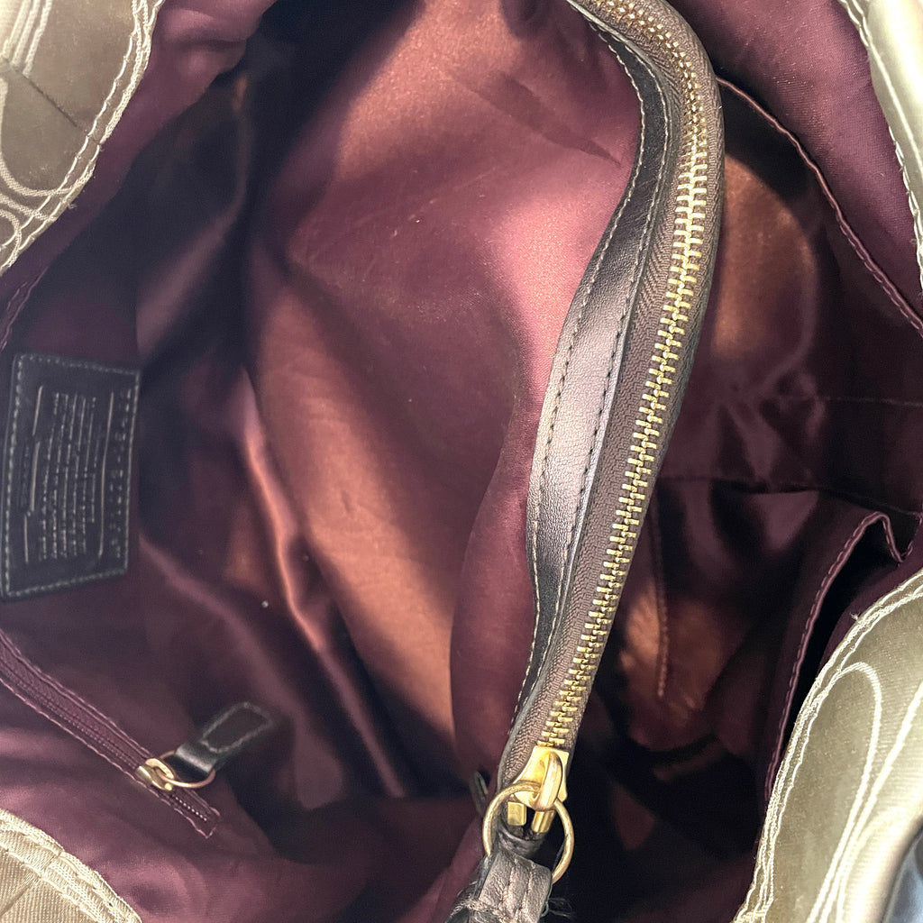 Coach Beige & Bronze Monogram Shoulder Bag | Pre Loved |