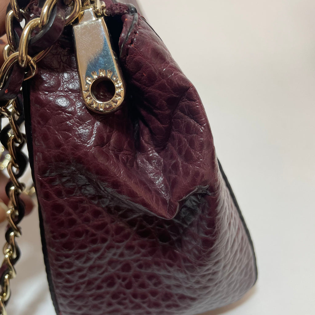 DKNY Oxblood Pebbled Leather Shoulder Bag | Brand New |