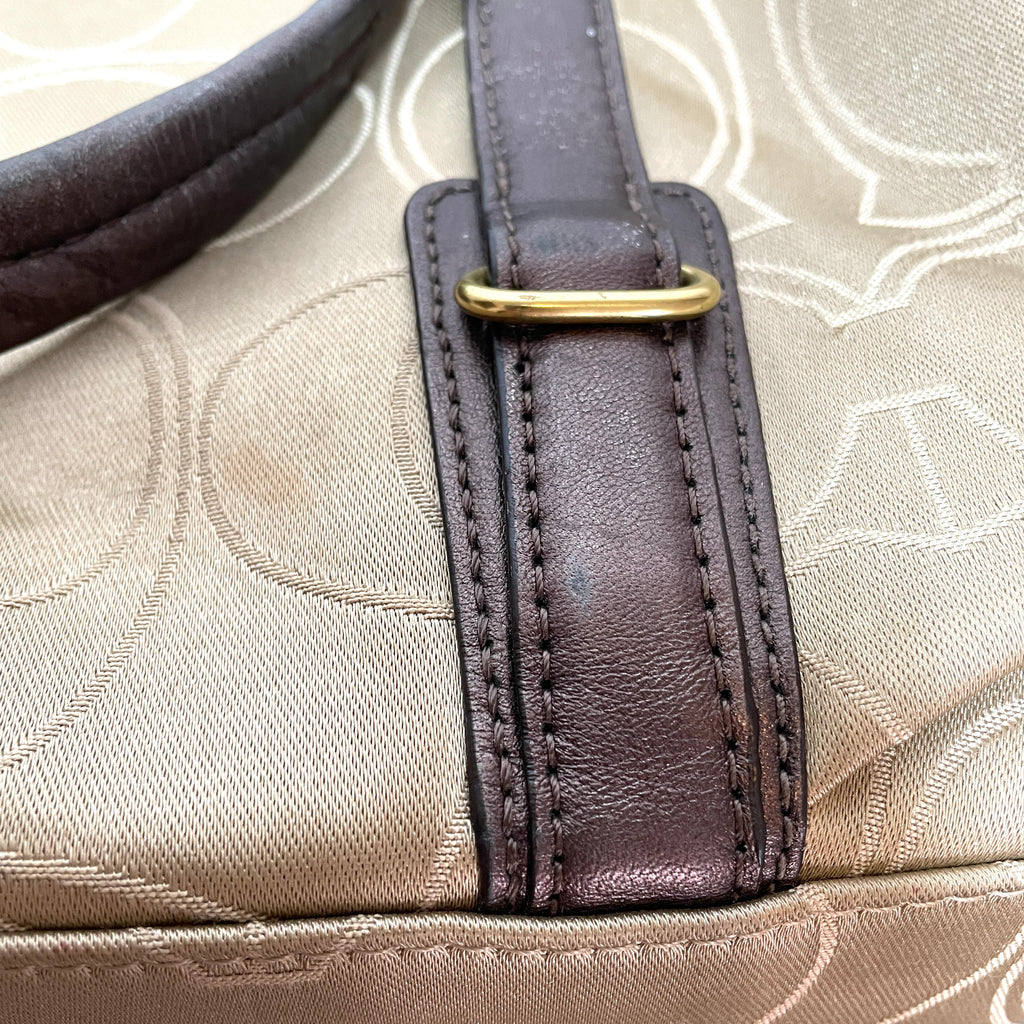 Coach Beige & Bronze Monogram Shoulder Bag | Pre Loved |