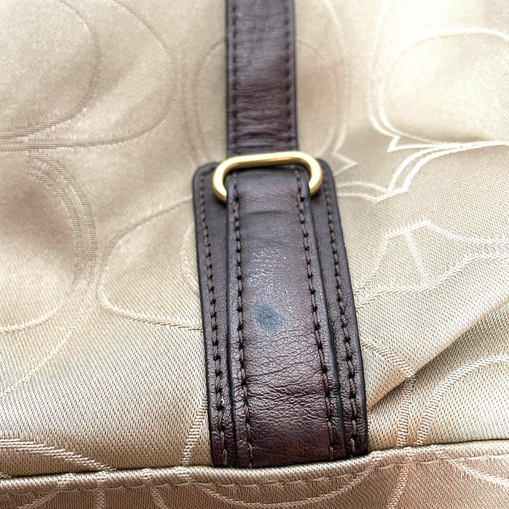 Coach Beige & Bronze Monogram Shoulder Bag | Pre Loved |