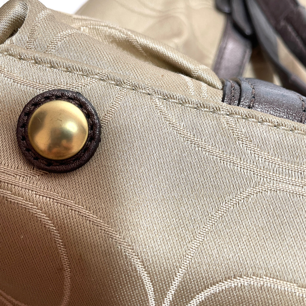 Coach Beige & Bronze Monogram Shoulder Bag | Pre Loved |