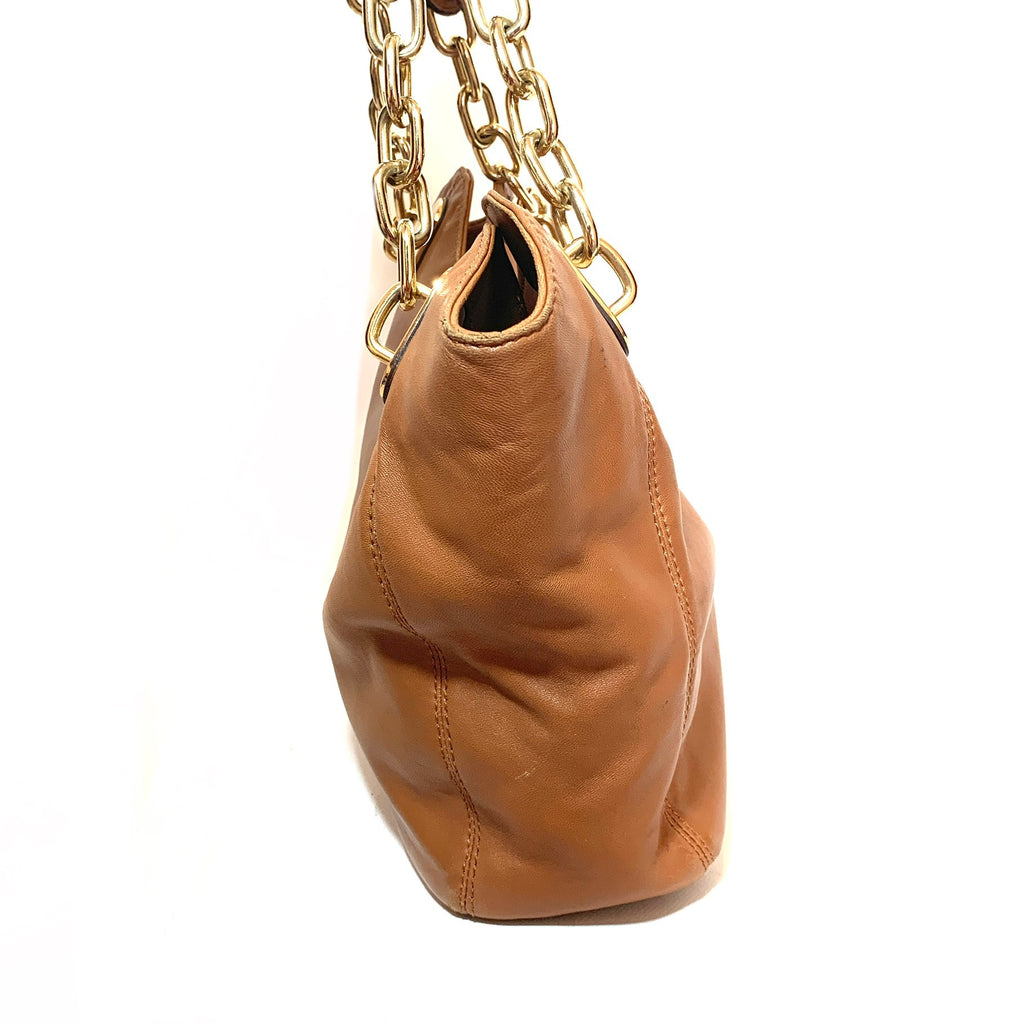 Michael Kors Tan Leather Gold Chain Shoulder Bag | Pre Loved |