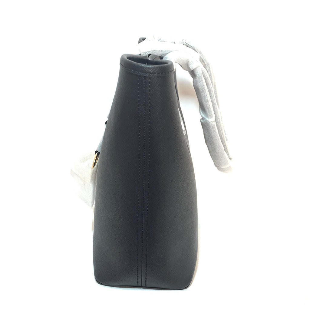 Michael Kors Medium Jet Set Saffiano Black Leather Tote | Brand New |