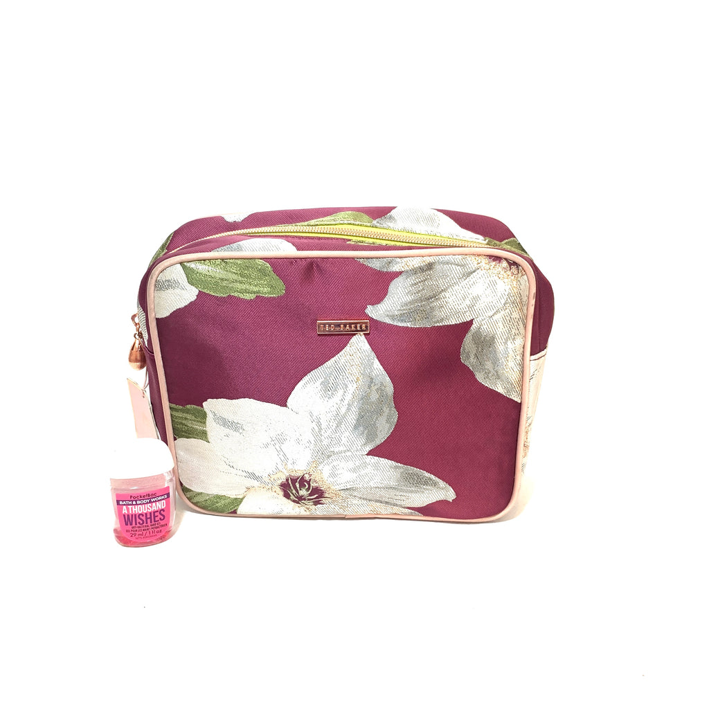 Ted Baker Purple Floral Print Makeup Pouch | Brand New |