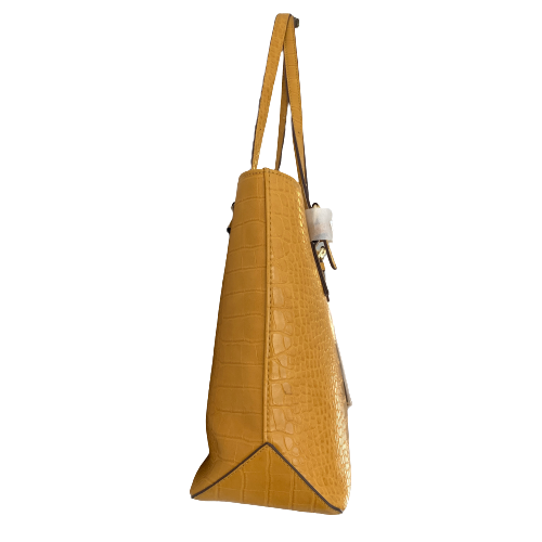 Anne Klein Mustard Croc-print Shoulder Bag | Brand New |