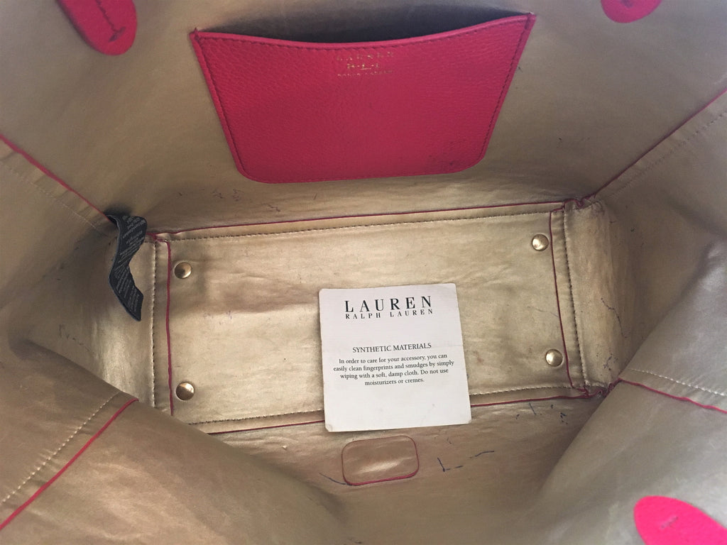 LAUREN Ralph Lauren Red Pebbled Leather Tote | Pre Loved |