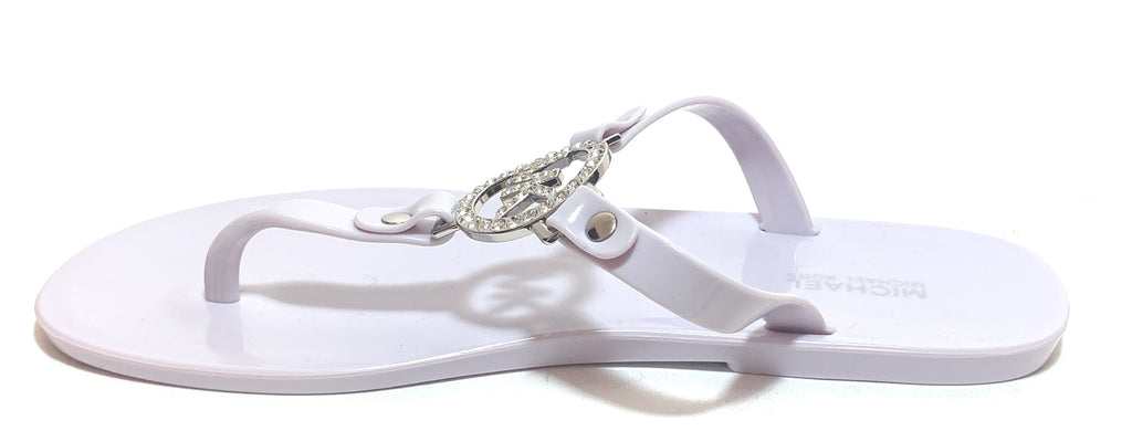 Michael Kors Light Grey Rhinestone Thong Jelly Sandals | Like New |