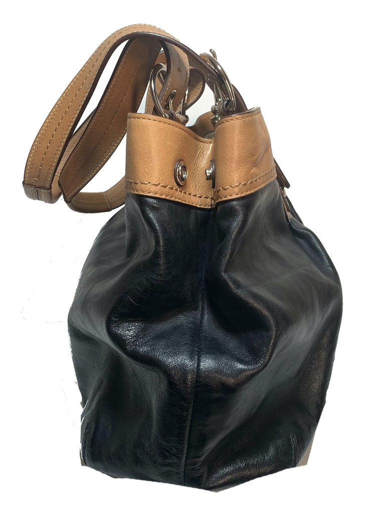 Coach Black & Tan Leather Shoulder Bag | Pre Loved |