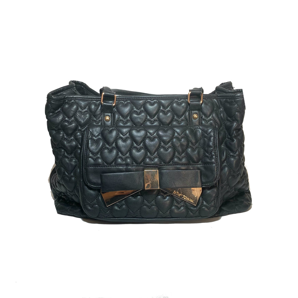 Betsey Johnson Black Quilted Heart Tote | Pre Loved |