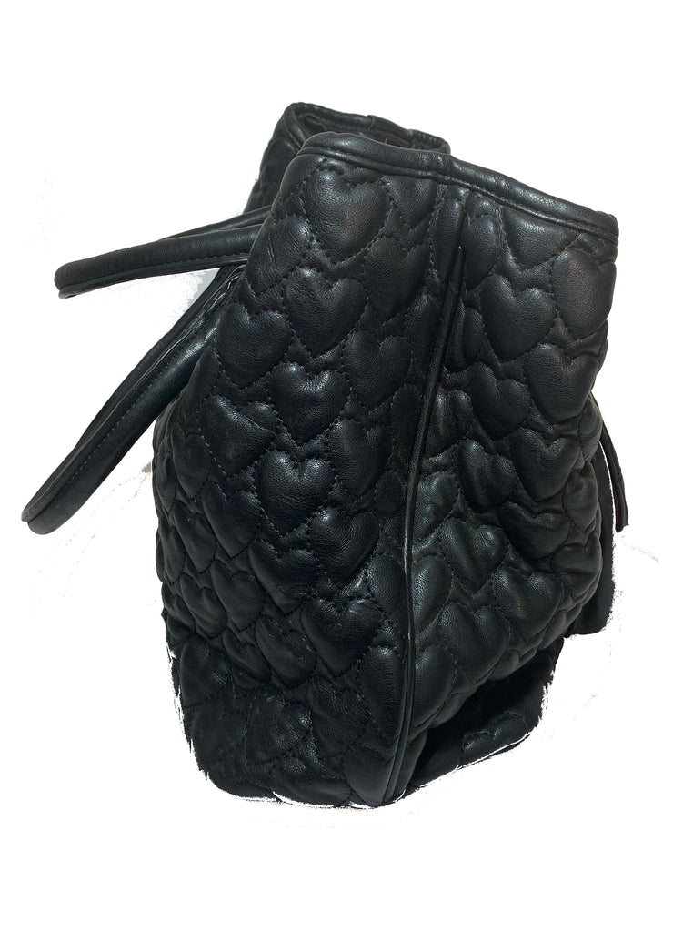 Betsey Johnson Black Quilted Heart Tote | Pre Loved |