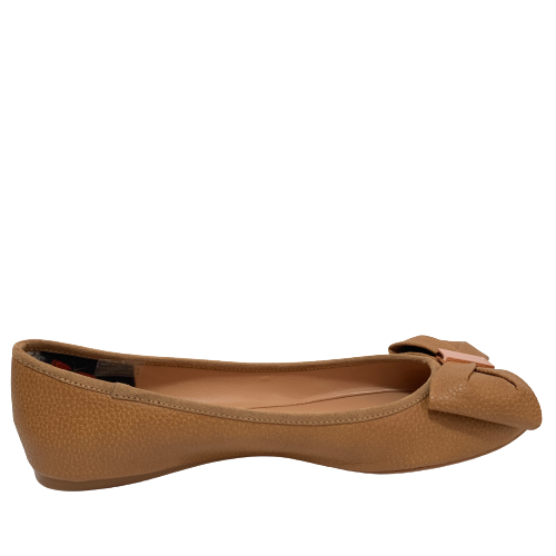 Ted Baker Tan Leather Bow Ballets Flats | Gently Used |