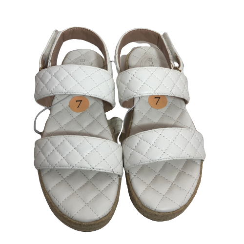 BCBG White Quilted and Jute Sandals | Brand New |