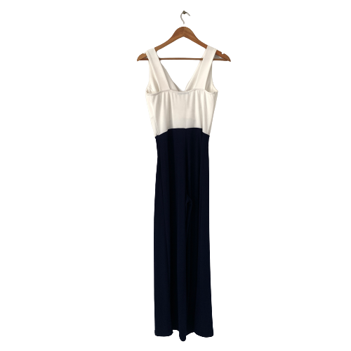 Quiz Blue & White Gold Buttons Jumpsuit | Pre Loved |