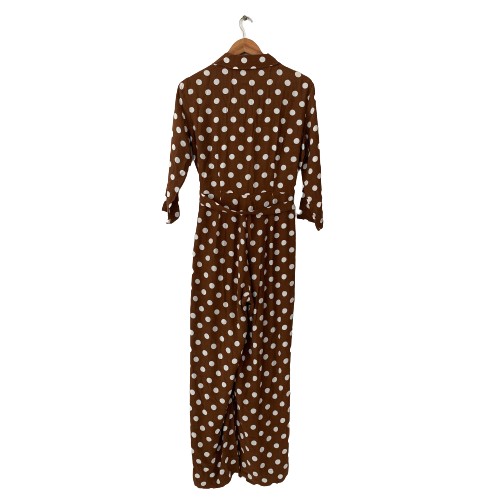 Mango Brown & White Polka Dot Jumpsuit | Gently Used |