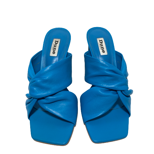 DUNE Magnet Blue Leather Knot Mules | Brand New |