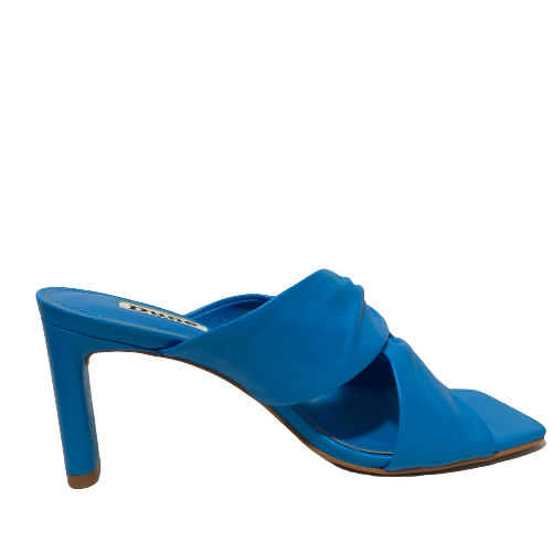 DUNE Magnet Blue Leather Knot Mules | Brand New |