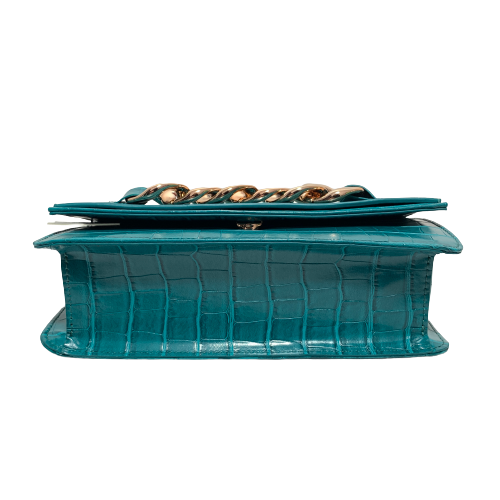 DUNE 'BROADWAY' Teal Chunky Chain Shoulder Bag | Gently Used |