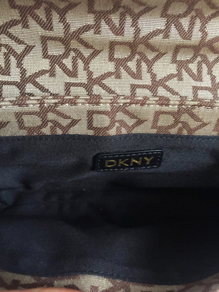DKNY Monogramed Canvas with Leather Trim Cross-body Bag | Pre Loved |