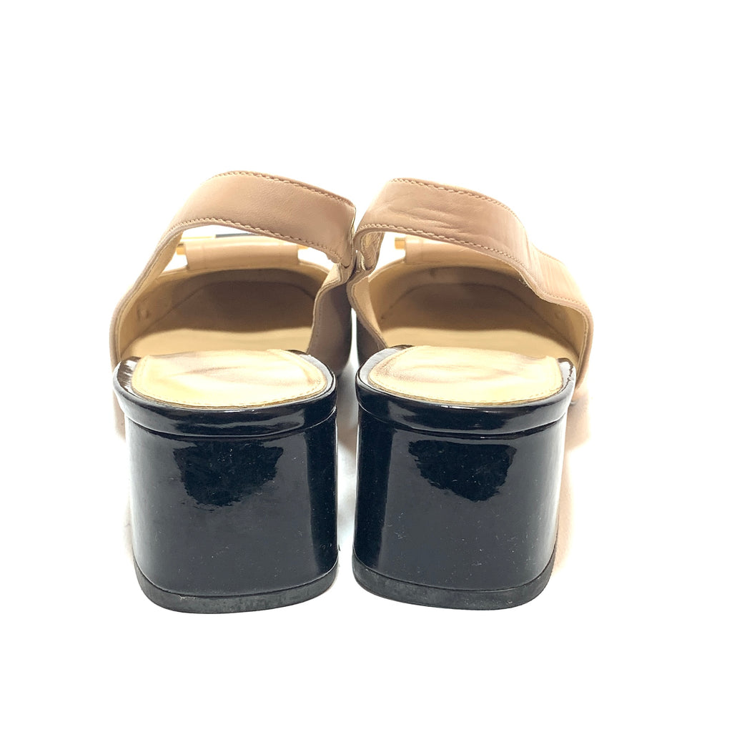 Michael Kors 'Gloria' Toe-cap Slingback Leather Block Heels | Pre Loved |