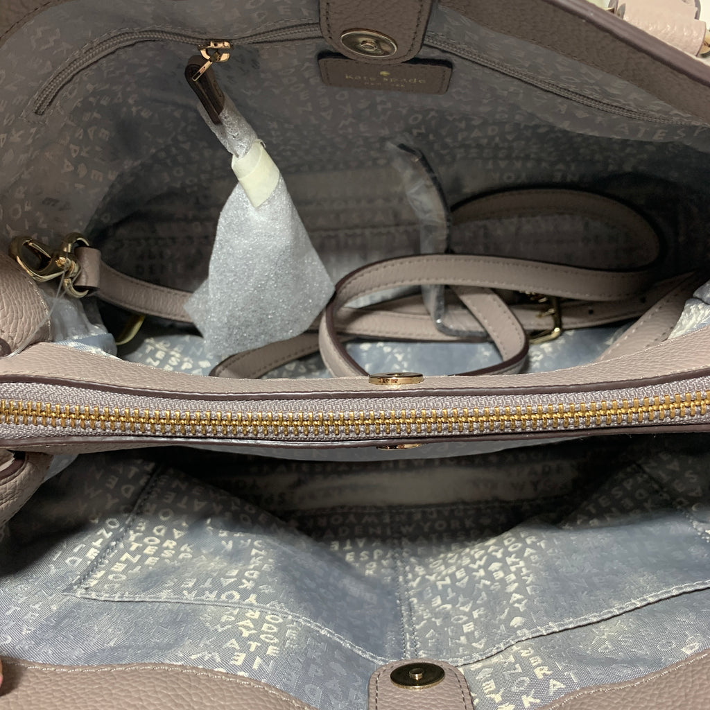 Kate Spade 'Evangelie' Grey Pebbled Leather Satchel | Brand New |