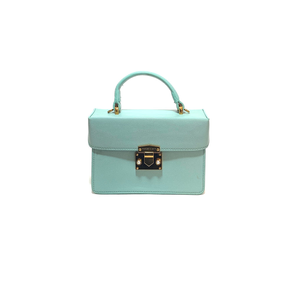 Charles & Keith Light Blue Small Box Satchel | Pre Loved |