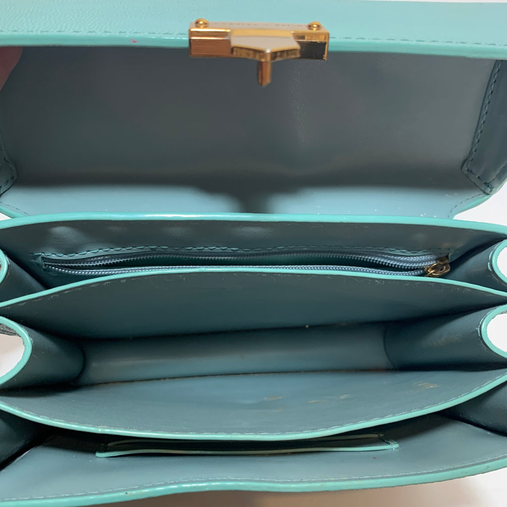 Charles & Keith Light Blue Small Box Satchel | Pre Loved |