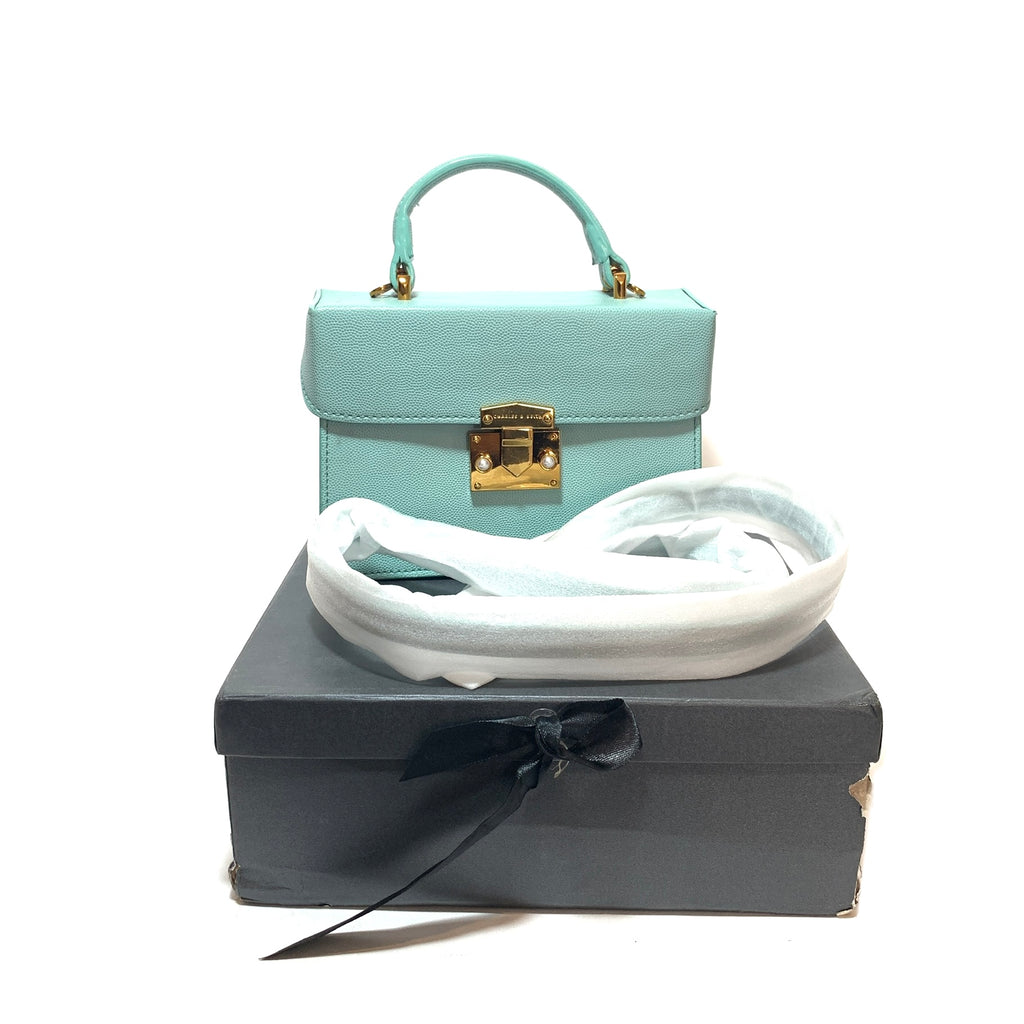 Charles & Keith Light Blue Small Box Satchel | Pre Loved |