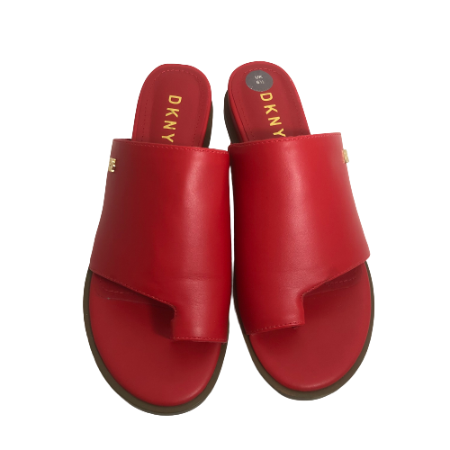 DKNY Red Slip-on Leather Sandals | Like New |