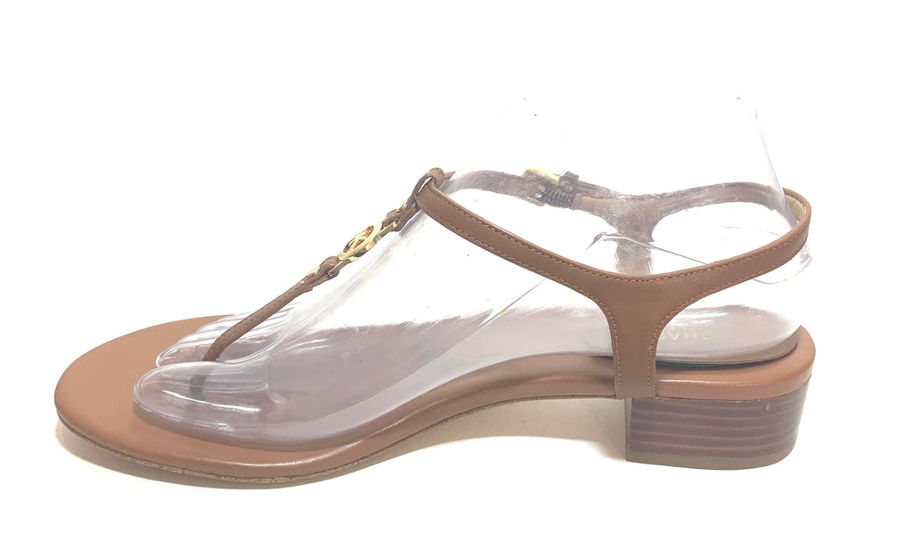 Michael Kors Tan Leather Thong Sandals | Gently Used |