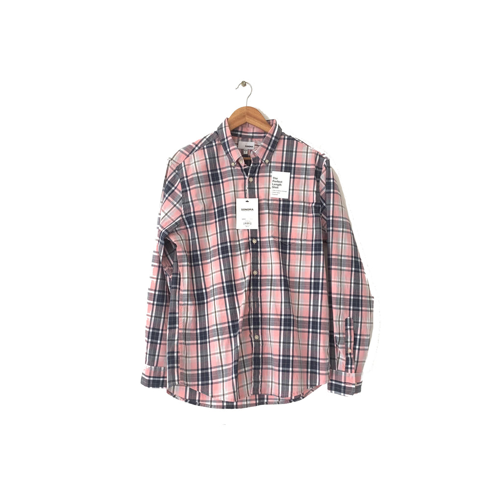 Sonoma Men's Pink Checked Shirt | Brand New |