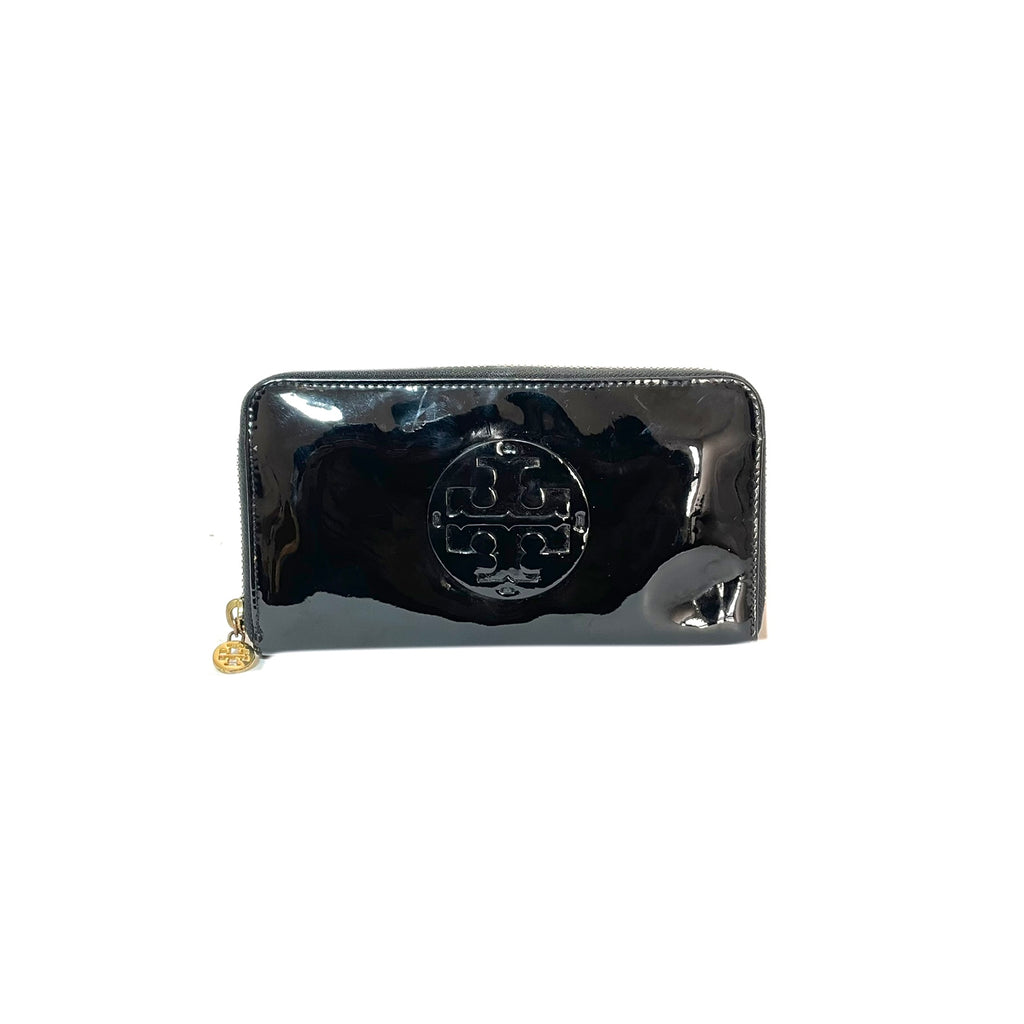Tory Burch Black Zip-Around Continental Wallet | Pre Loved |