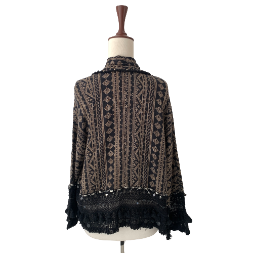 ZARA Black & Beige Ethnic Cotton Jacket | Like New |