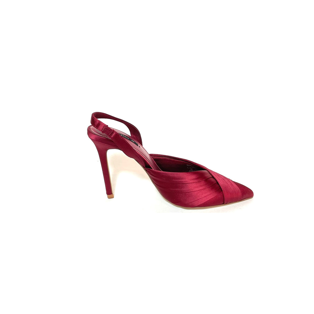 ZARA Red Satin Sling-Back Pointed Pumps | Gently Used |