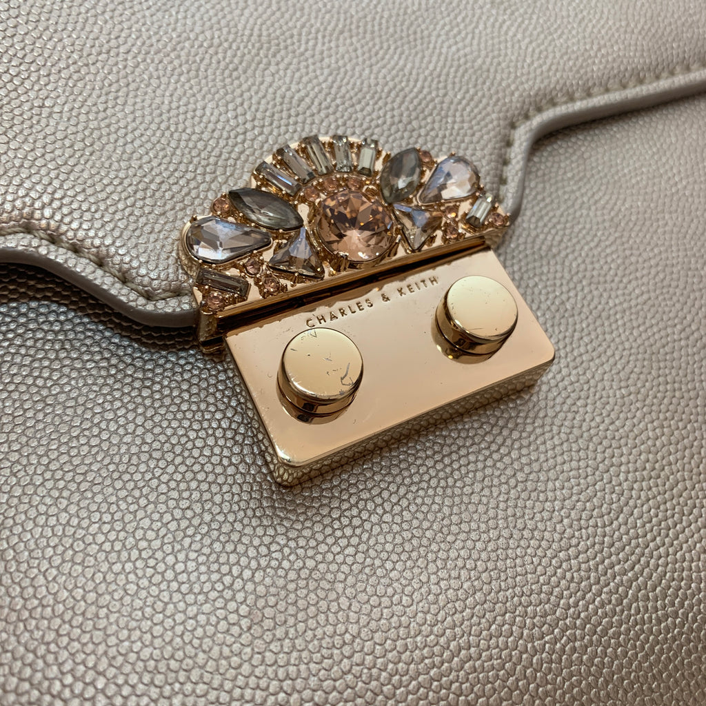 Charles and Keith Gold Rhinestone Satchel | Like New |
