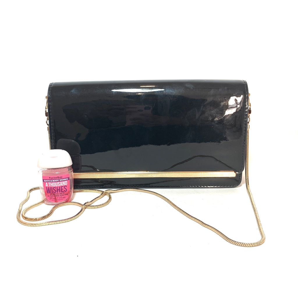Charles and Keith Black and Gold Convertible Clutch | Pre Loved |