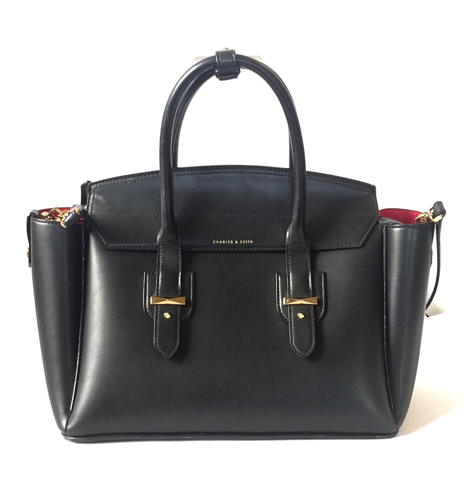 Charles & Keith Black Leather Tote Bag | Gently Used | - Secret Stash