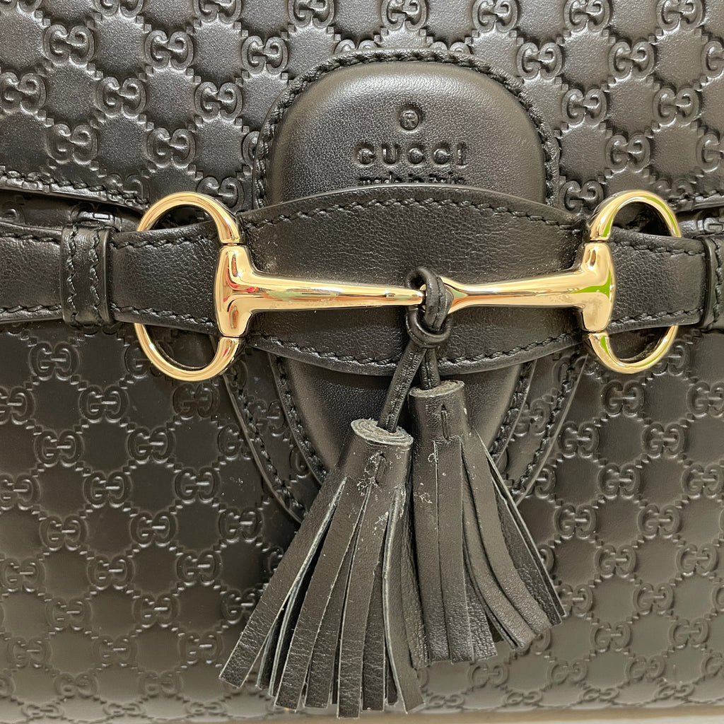 Gucci Black Leather Emily Medium Shoulder Bag | Gently Used |