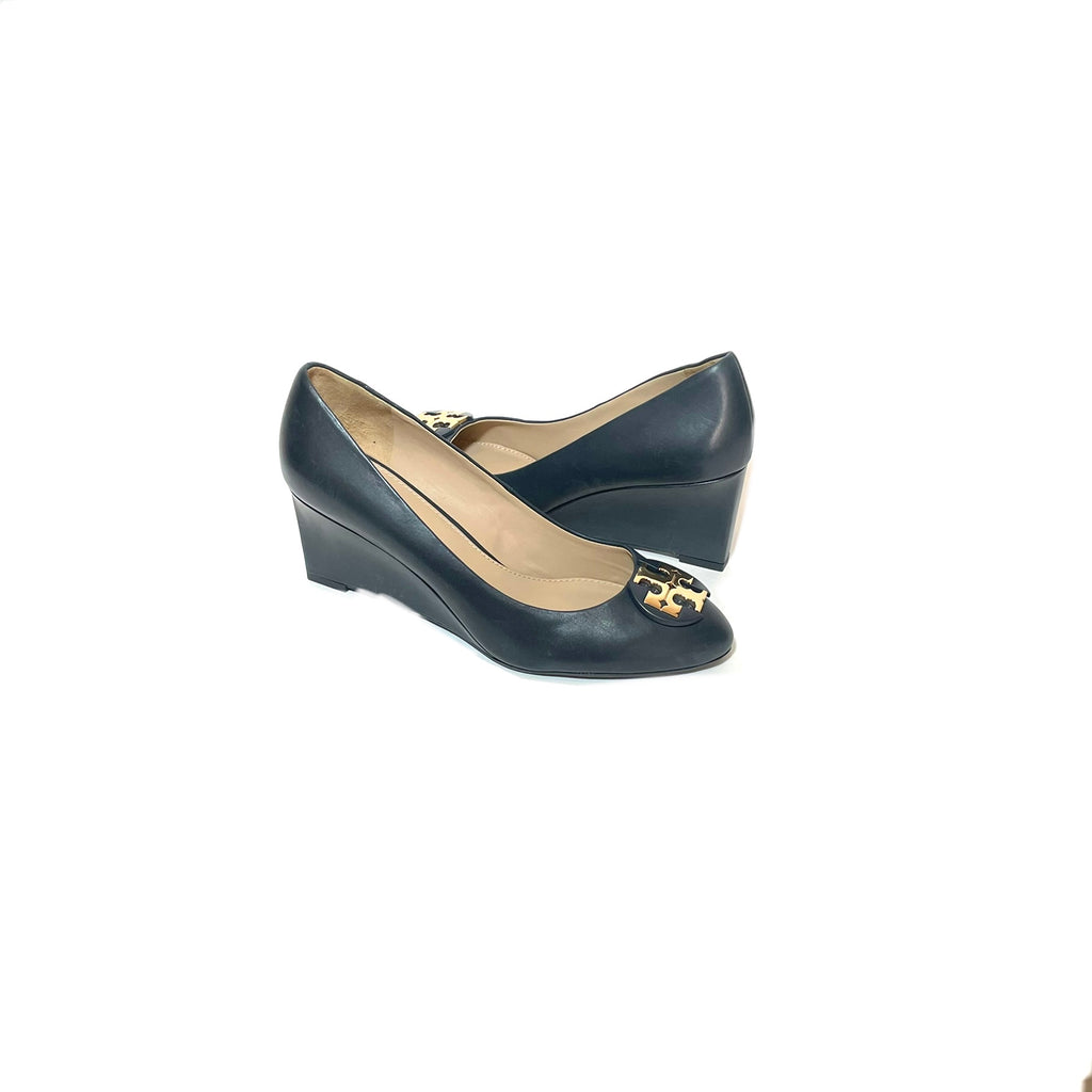 Tory Burch Navy Leather Wedges | Pre Loved |