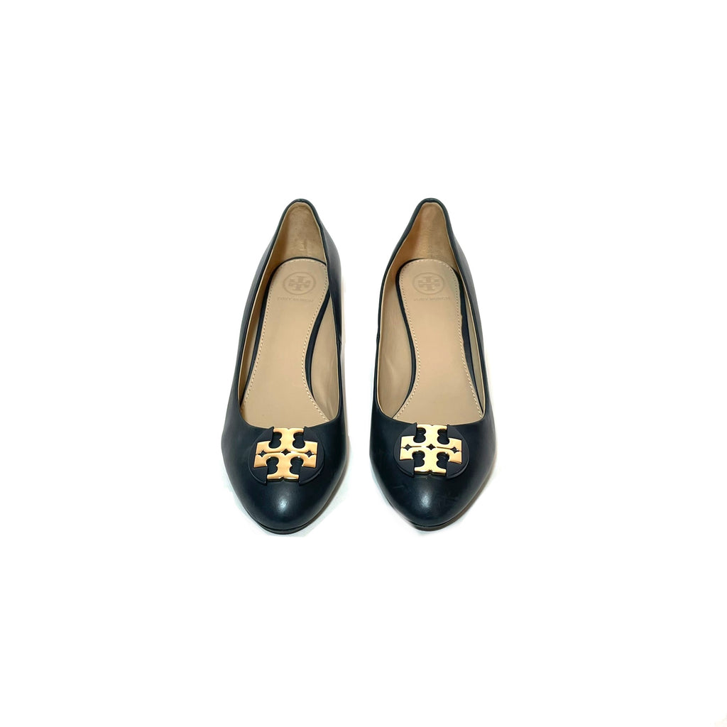 Tory Burch Navy Leather Wedges | Pre Loved |