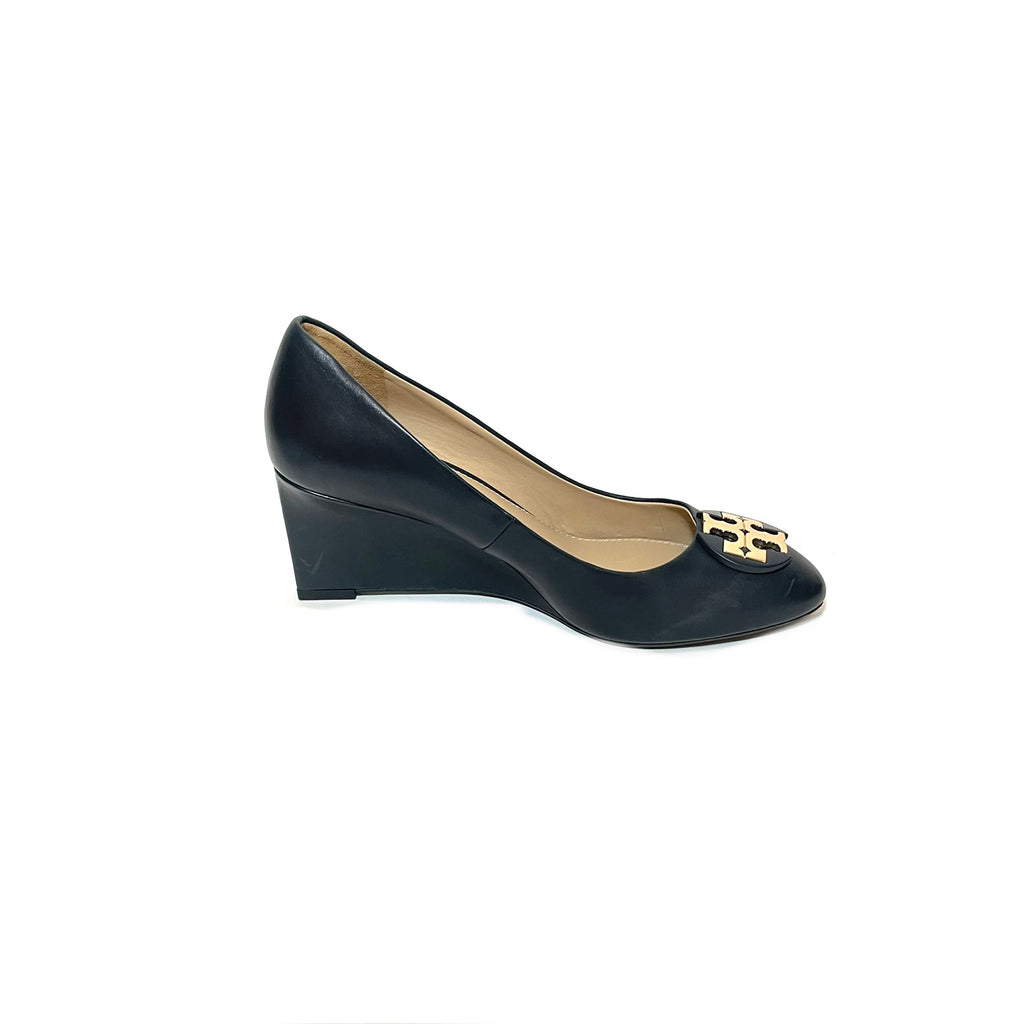 Tory Burch Navy Leather Wedges | Pre Loved |