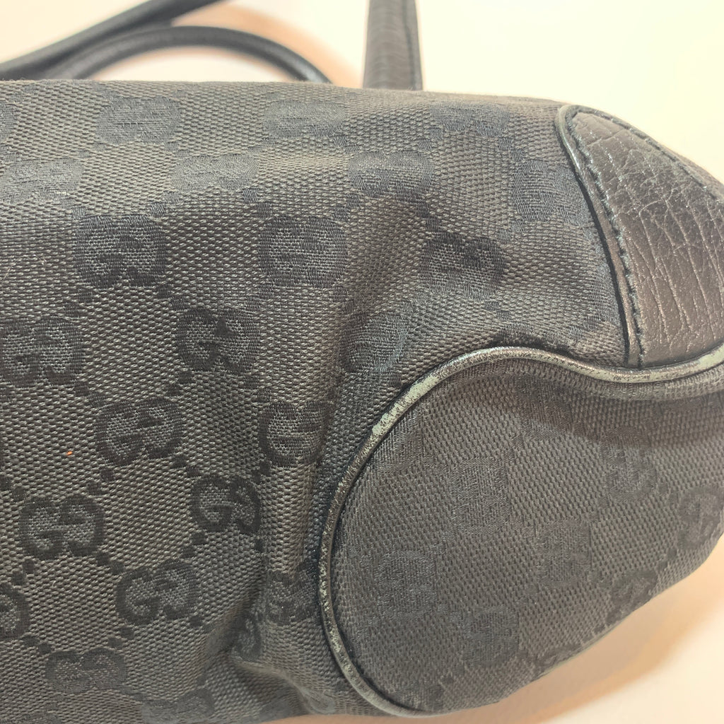Gucci Vintage Black Monogram Horsebit Tote | Pre Loved |