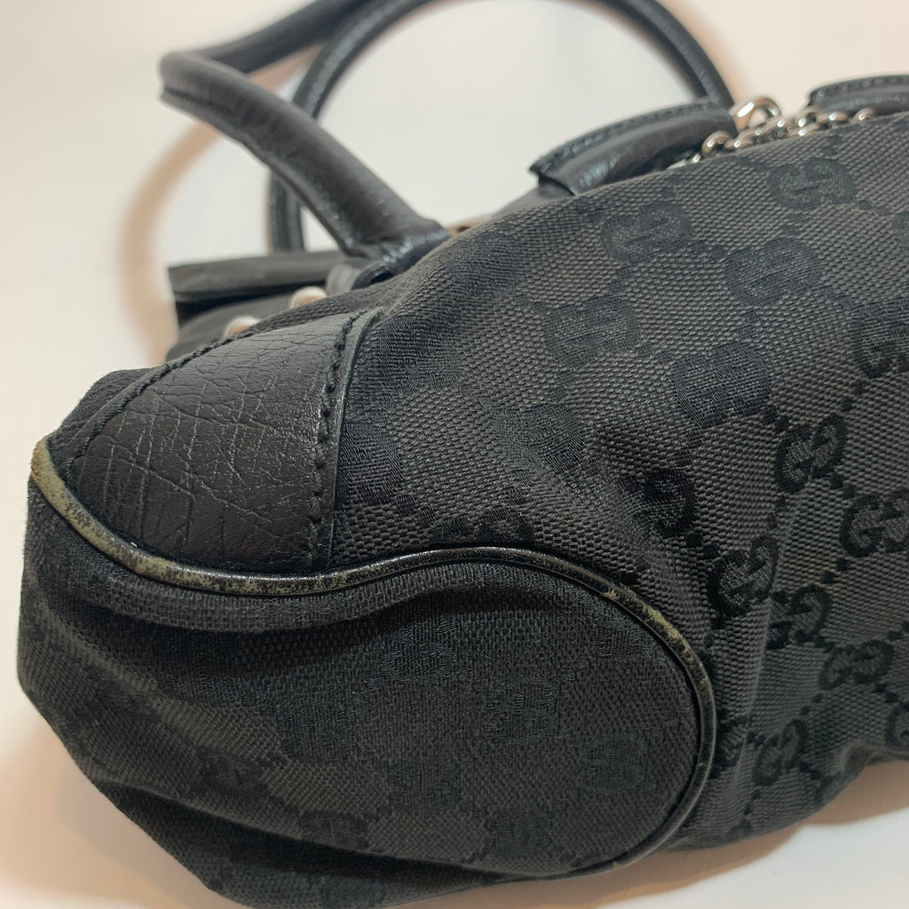 Gucci Vintage Black Monogram Horsebit Tote | Pre Loved |