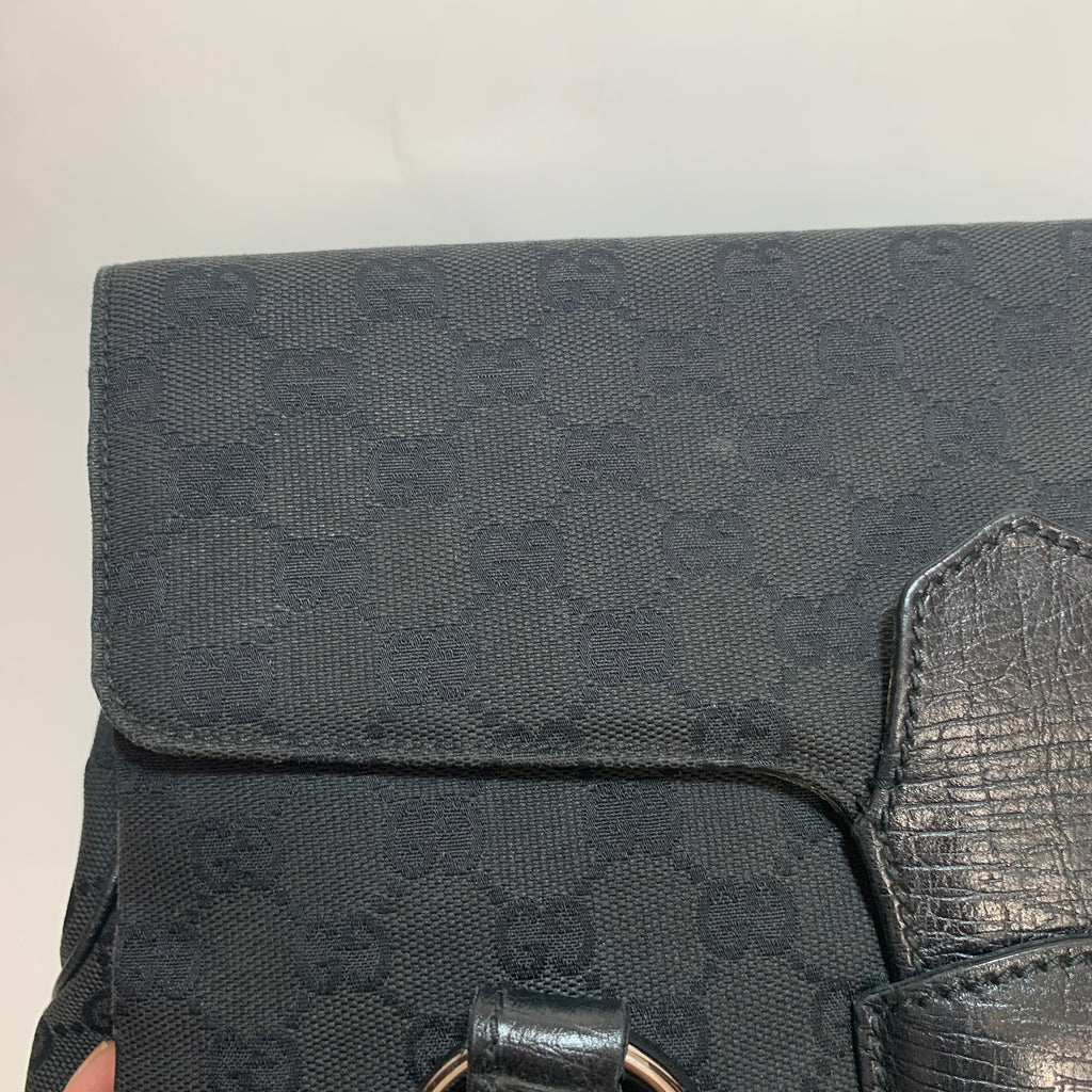 Gucci Vintage Black Monogram Horsebit Tote | Pre Loved |
