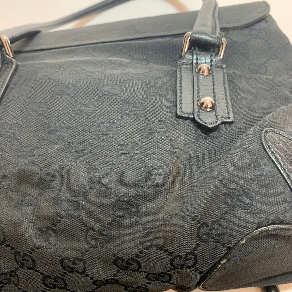 Gucci Vintage Black Monogram Horsebit Tote | Pre Loved |