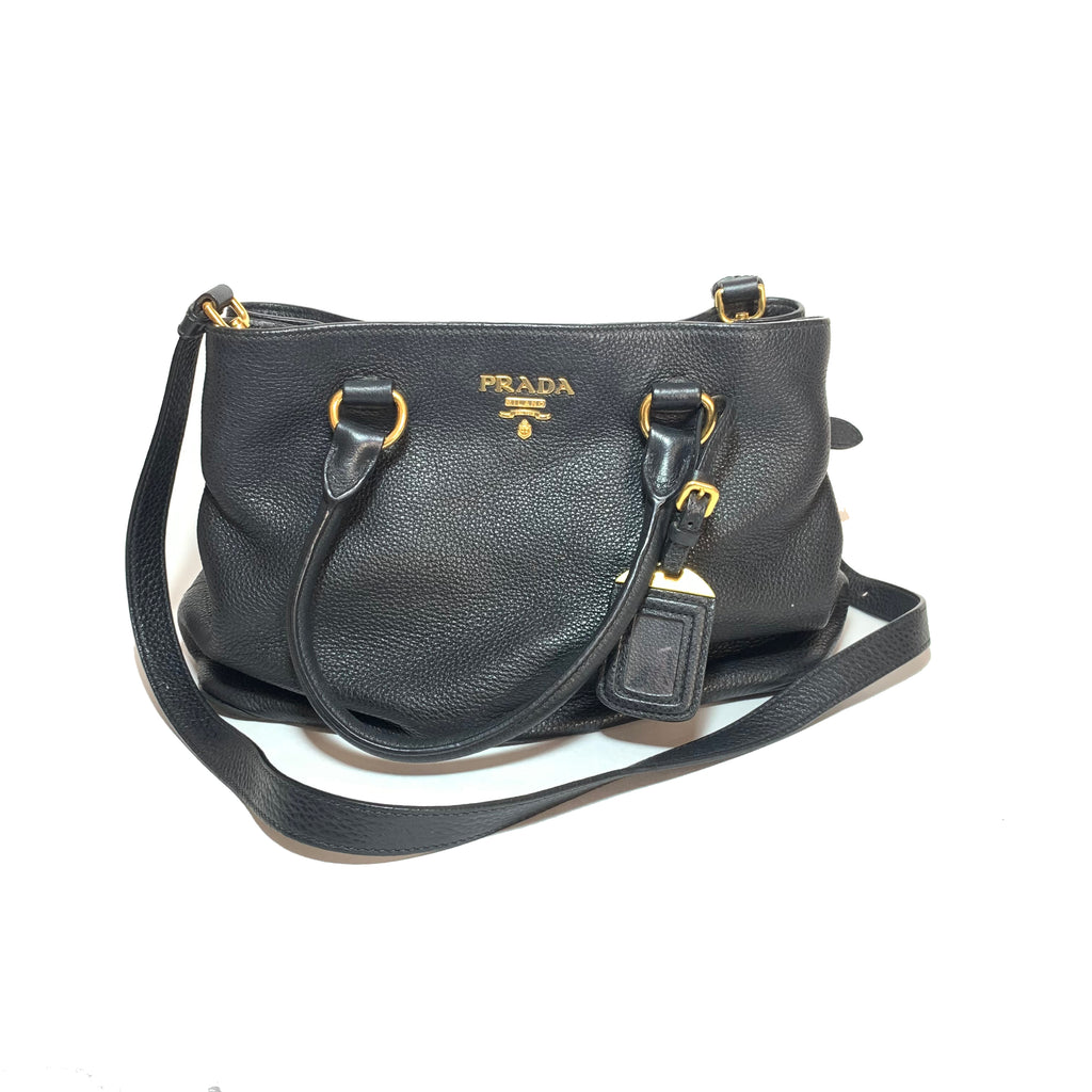 Prada Black Pebbled Leather Satchel | Gently Used |
